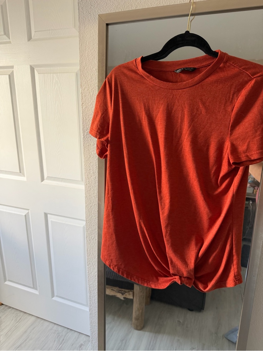 SHEIN Orange Short-Sleeve Knot Front Tee